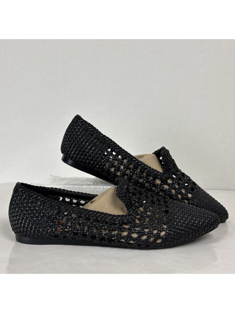 Nine West Black Woven Faux Leather Flats Shoes Women's size 11M